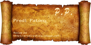 Predl Patony névjegykártya